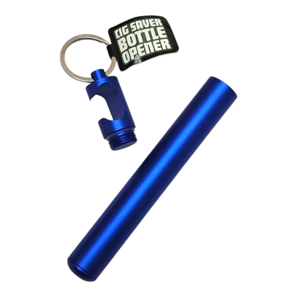 New Smokezilla Metallic Blue Cig Storage Tube Case Keychain with Bottle Opener